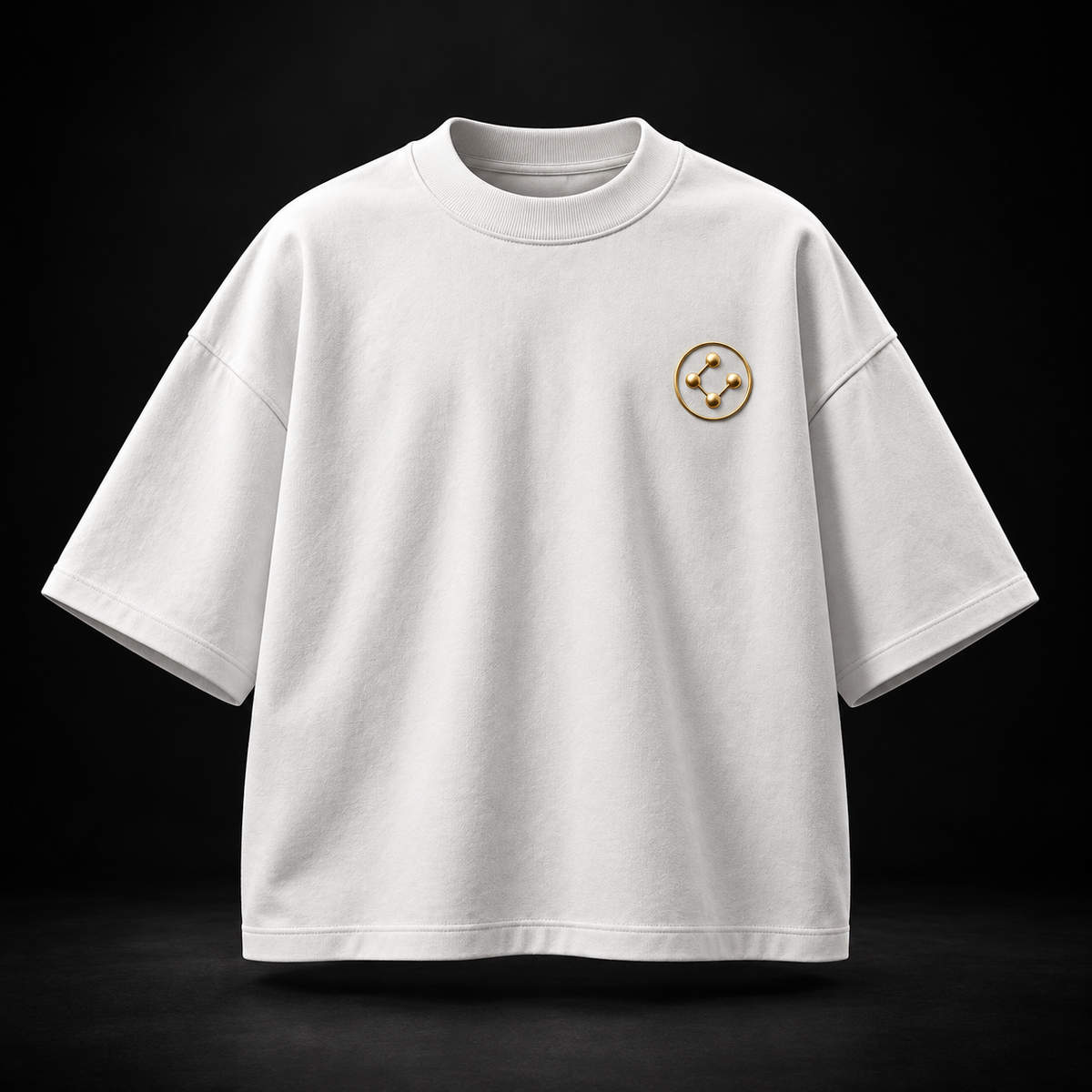 BioBonds white boxy oversized tee front on black background